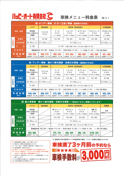 自動車の登録・検査の法定手数料変更について
（令和８年４月１日）【車検印紙代の変更を含む】