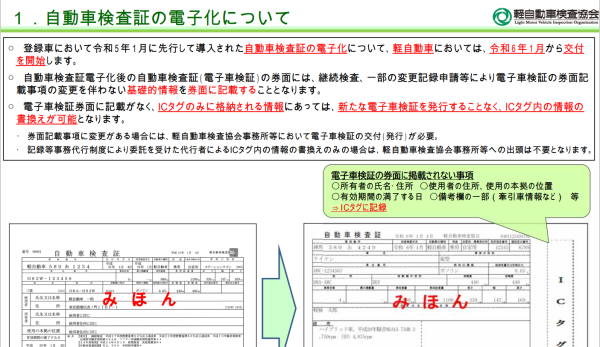 軽自動車の車検証も電子化しました！【R6.1～】